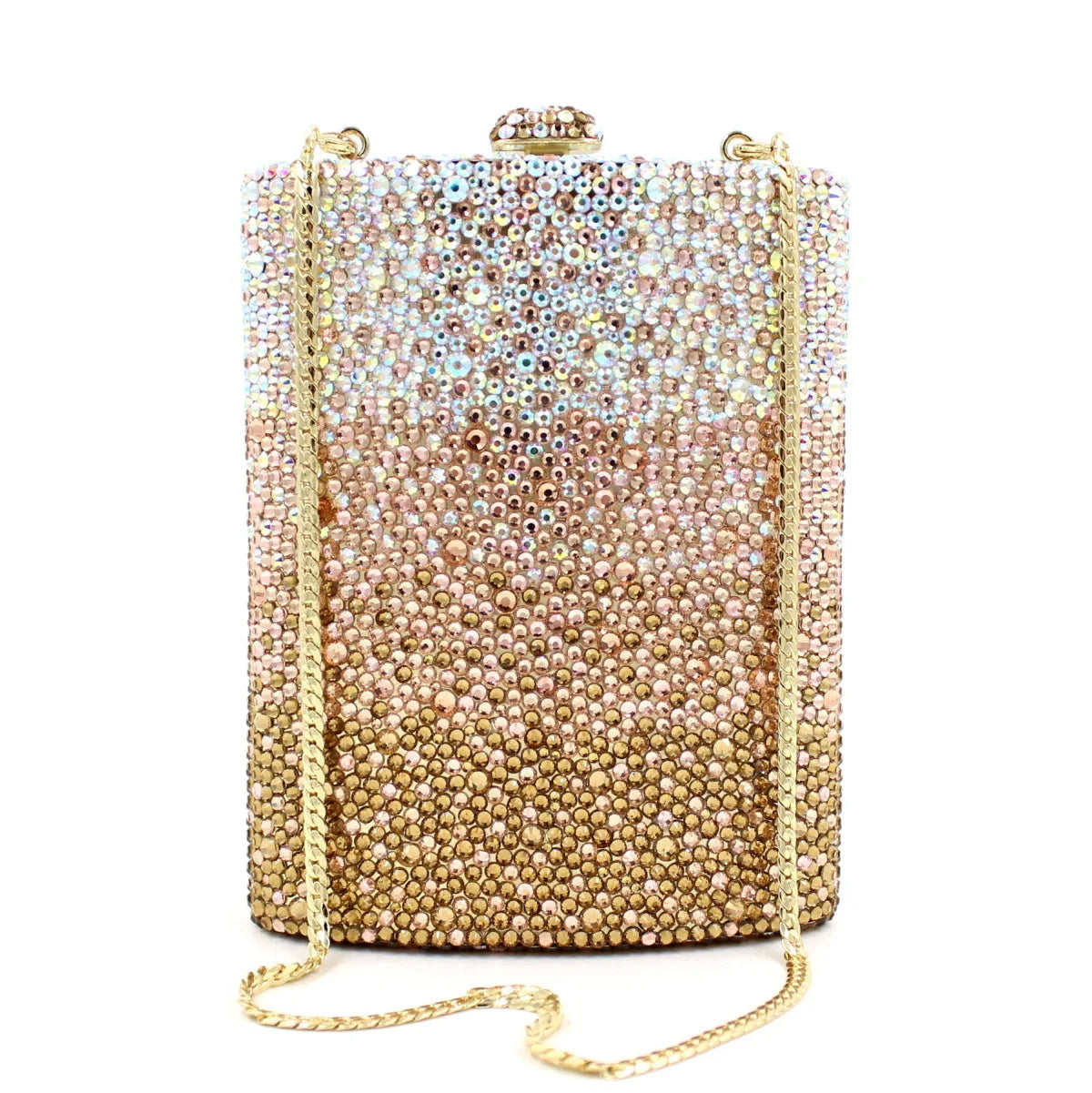 Novo design cor gradiente artesanal cheio de diamante bolsa embreagem strass senhoras saco de noite para festa de casamento