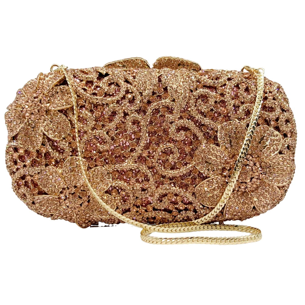 Formas de flores de luxo de alta qualidade, festas de casamento com diamantes, sacolas, bolsas de noite, embreagens de cristal