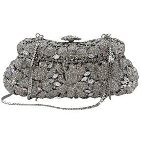 Flor de alta qualidade oco diamante jantar de casamento senhoras diamante corrente saco noite