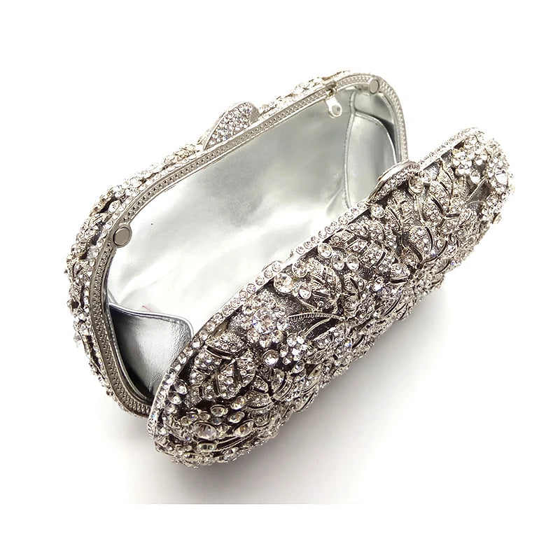 Mulheres saco de festa à noite diamantes elegante embreagem cristal luxo nupcial festa casamento carteira bolsa flor bolsas cristal