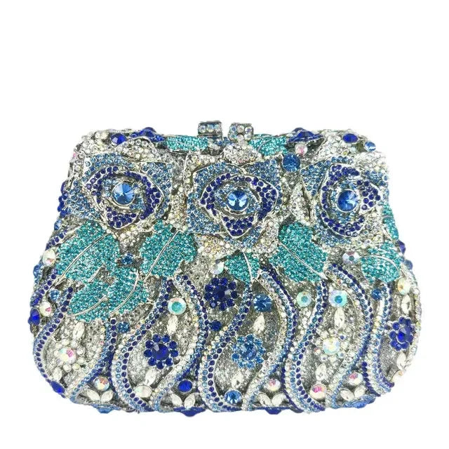 Boutique de fgg elegante feminino flor bolsas de noite cristal bolsa embreagem formal festa casamento nupcial strass bolsa embreagem