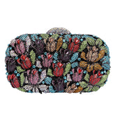 Luxo oco para fora das mulheres flor sacos de noite cristal embreagem casamento pedra bolsa e bolsa festa nupcial jantar minaudiere saco