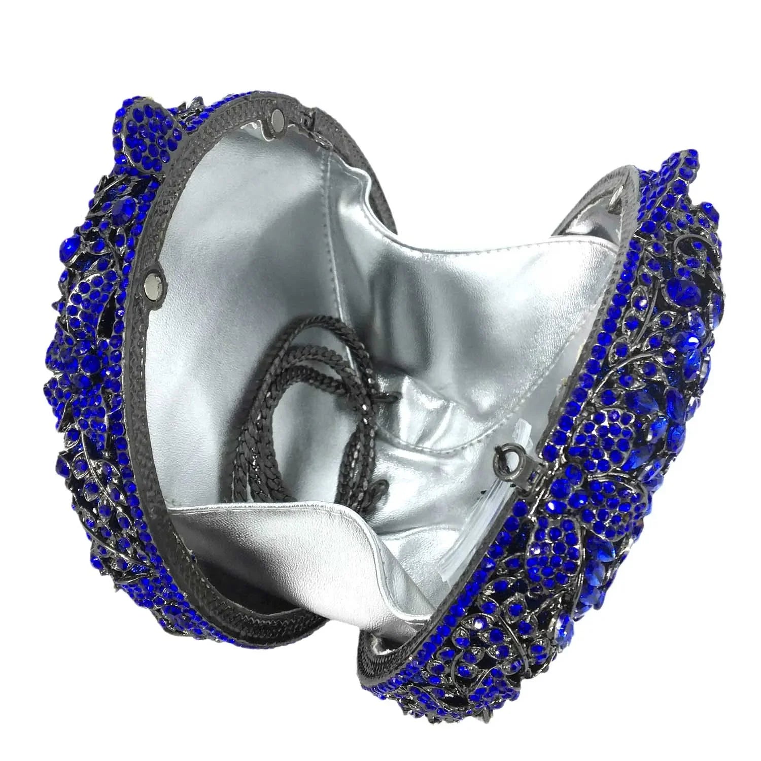Boutique de fgg luz azul safira flor cristal sacos de noite para festa de casamento feminino strass bolsas nupcial saco de embreagem