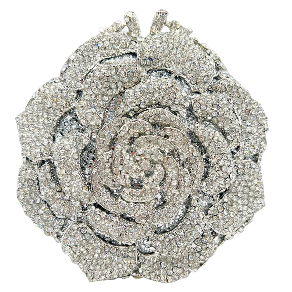 Rosa/branco cristal noite sacos de embreagem strass festa baile bolsas diamantes flor formal jantar bolsas para mulher minaudiere