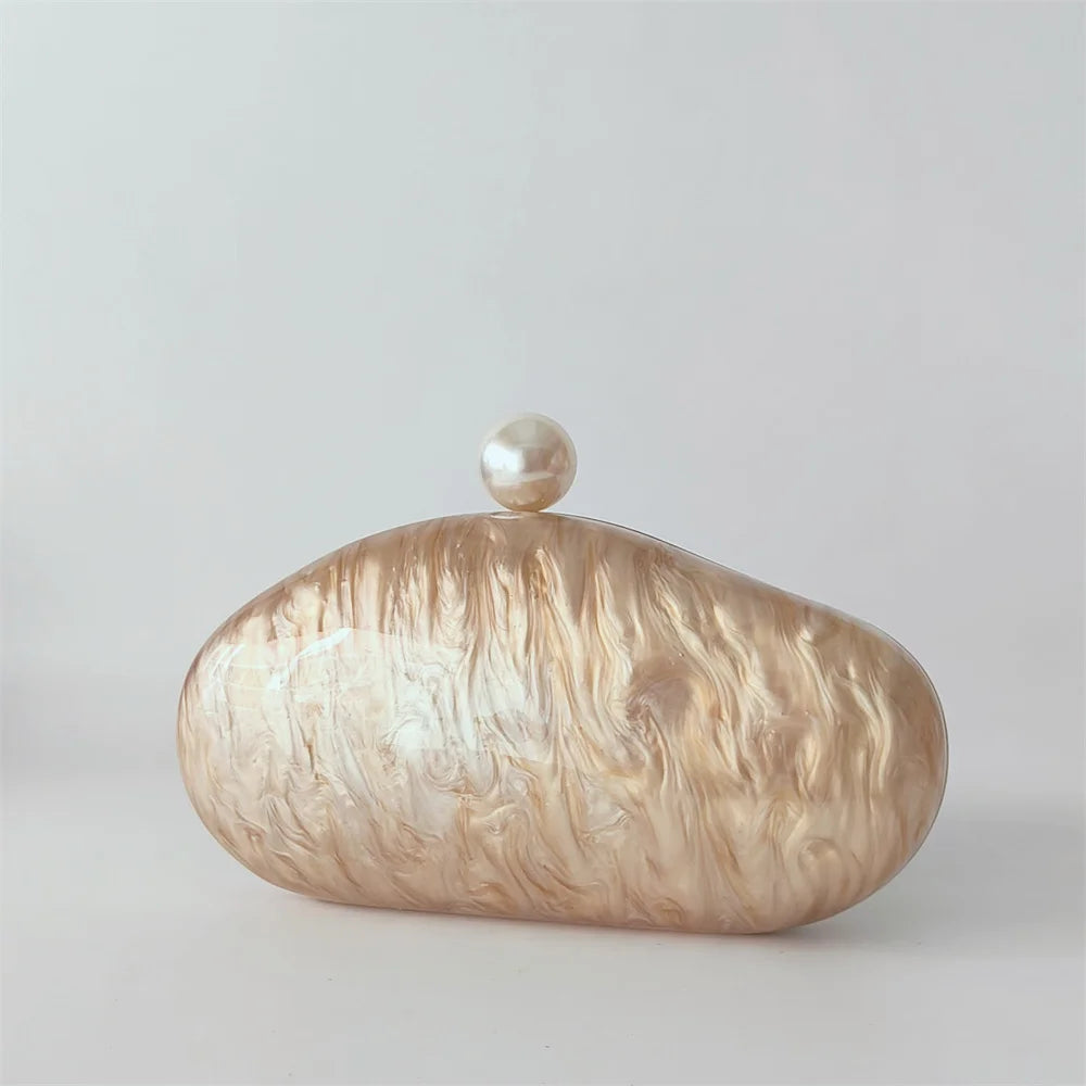 Feminino frisado pérola marrom acrílico caixa sacos de noite das mulheres mini crossbody bolsa festa nupcial verão praia bolsa embreagem carteira sacos