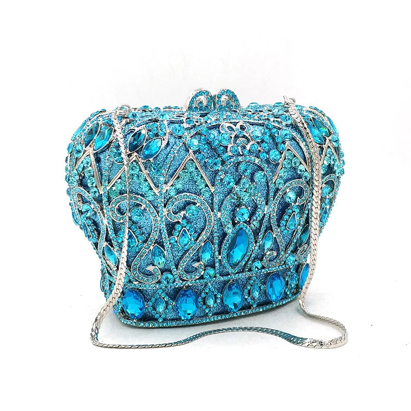 Mulheres festa à noite bolsa diamantes luxo cristal garras elegantes senhoras bolsas festa de casamento nupcial coroa real bolsas saco