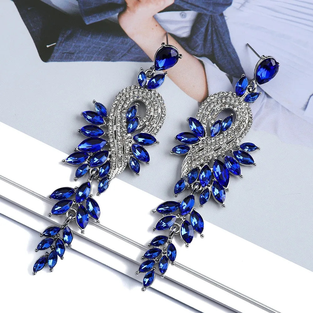 Moda folha nota colorido cristal longo pendurado jóias para meninas brincos feminino retro luz luxo requintado senhoras brincos