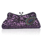 Moda fina pavão lantejoulas jantar sacos de noite para mulheres retro na moda champanhe azul corrente bolsa ombro crossbody festa bolsa