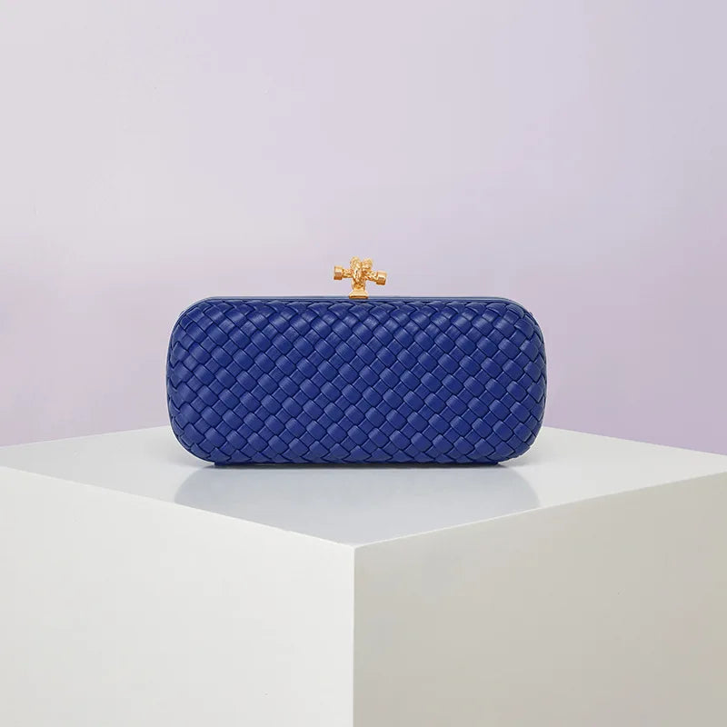 Bolsa Transversal B Home de PU Trançado, Bolsa de Ombro ande com Corrente, Estilo Europeu Moderno, Superfície ia, Cor Pura