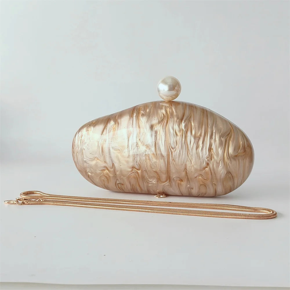 Feminino frisado pérola marrom acrílico caixa sacos de noite das mulheres mini crossbody bolsa festa nupcial verão praia bolsa embreagem carteira sacos