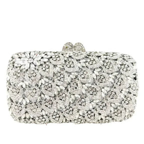 Boutique de fgg prata flor embreagem feminina cristal bolsas noite nupcial casamento strass minaudiere saco formal sacos festa