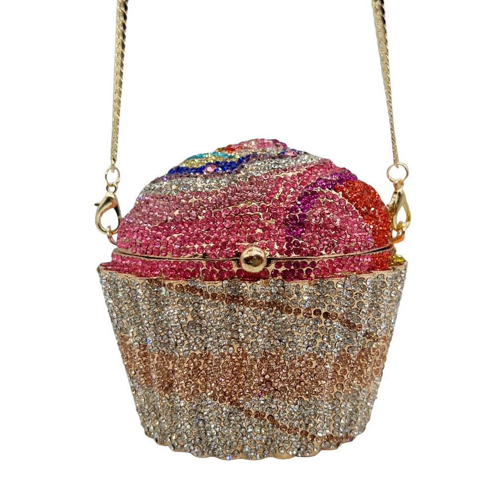 Senhoras bolsa de embreagem noite senhoras festa casamento bonito copo papel colorido azul escuro grande bolo strass cristal embreagem saco noite