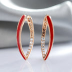 Kinel-Brincos Esmaltados para Mulheres e Meninas, Joias Eardrop, Festa de Casamento, Zircão Natural, Cor Rosa Dourada, Cor Vermelha, Nova Moda, 585