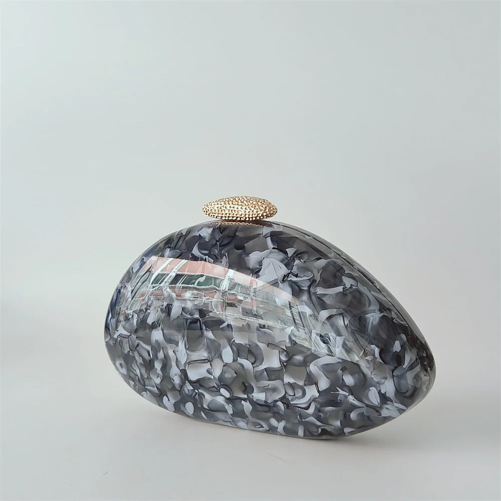 Bolsa de mão oval crossbody concha elegante carteiras de mão femininas sacos de noite ombro nova forma especial bolsas de casamento acrílico
