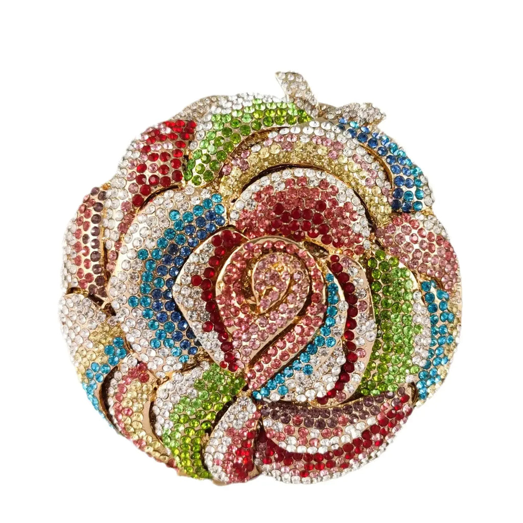 Boutique de fgg feminino flor colorida sacos de noite e embreagens nupcial strass bolsas festa casamento minaudiere bolsa embreagem
