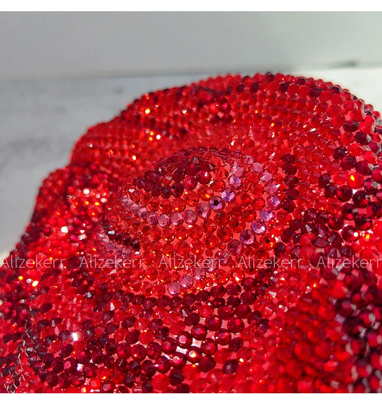 Alizekerr rosa em forma de cristal sacos de noite feminino lindo chique strass flor bolsas embreagem e bolsas festa casamento nupcial