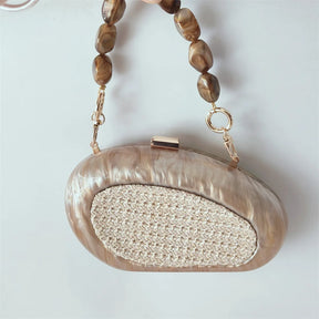 Praia nova acrílico crossbody mensageiro saco de embreagem das mulheres baile dia bolsa ombro rattan tricô café noite bolsa embreagem