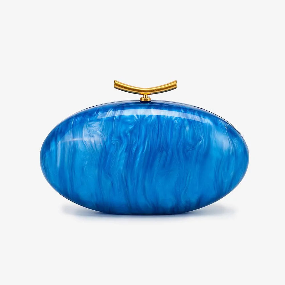 Doce pérola azul feminino noite embreagens bolsa de luxo acrílico longa corrente cruz corpo bolsa oval telefone casamento banquete festa saco