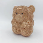 Urso de pelúcia dos desenhos animados strass saco vazio metal cristal jantar artesanal diamante bolsa feminina acessível glitter acolchoado crossbody