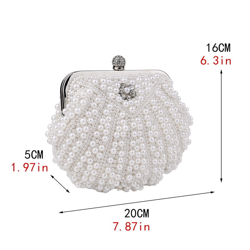 Bolsa pérola para mulheres, embreagem frisada de dois lados, sacos de noite elegantes, bolsa de casamento nupcial, bolsa luxuosa de strass, moda