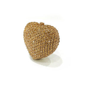 Ouro cristal saco de noite strass coração diamante casamento cristal luxo designer senhoras festa mini bolsa minaudiere bolsas