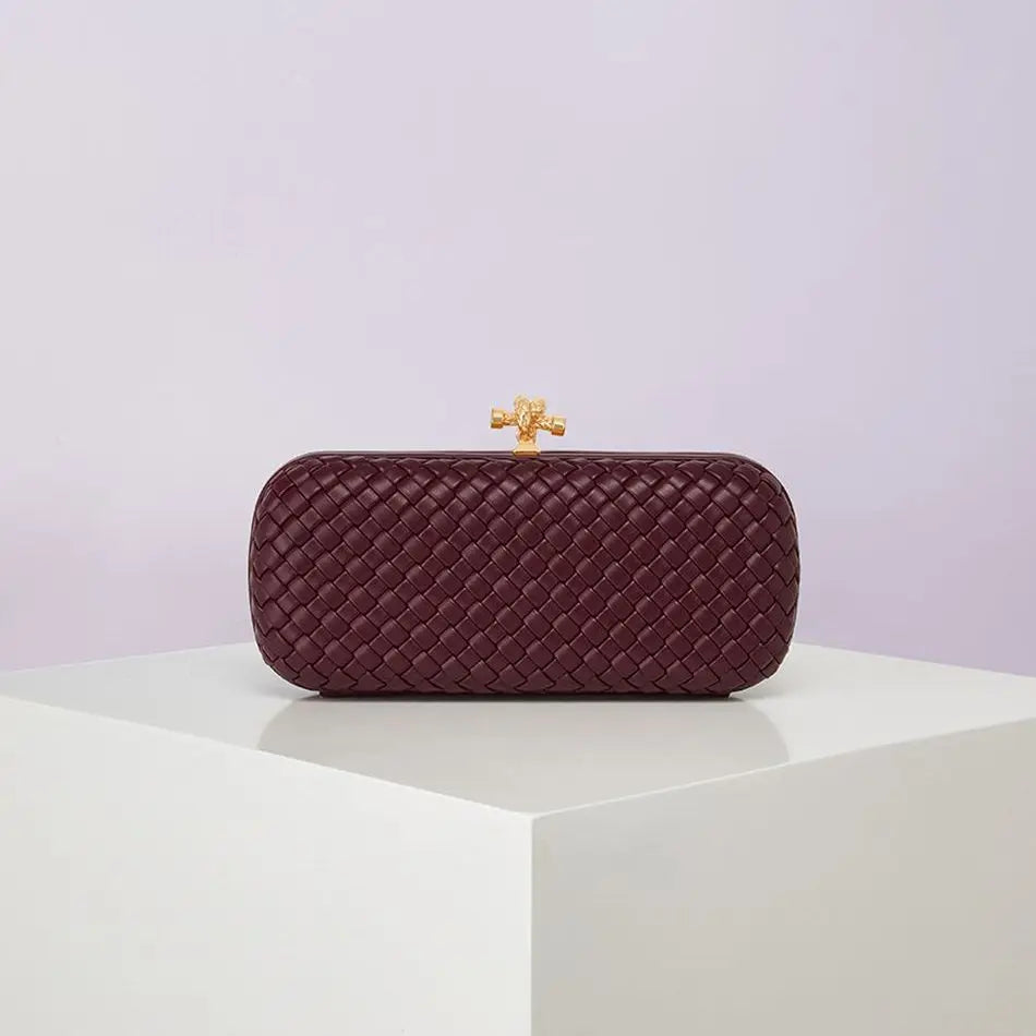 Bolsa Transversal B Home de PU Trançado, Bolsa de Ombro ande com Corrente, Estilo Europeu Moderno, Superfície ia, Cor Pura