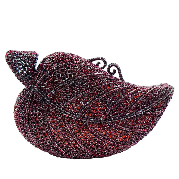 Boutique de fgg bolsas de embreagem de strass de folha verde para mulheres, bolsas formais de noite de cristal, minaudiere de festa de casamento