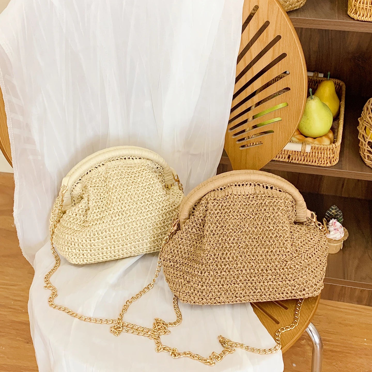 LEFTSIDE Weave Pequenas Bolsas de Ombro de Palha para Mulheres 2025 Novo Verão Bolsa Crossbody Femininas Tecer ​ Bolsas de praia de ráfia