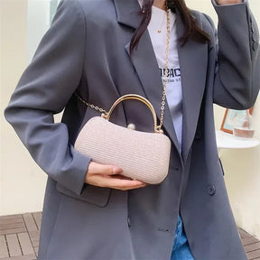 Mini bolsa de noite brilhante, bolsa com corrente de strass, bolsa de banquete com glitter de luxo, perfeita para festa, casamento, baile, jantar/banquete
