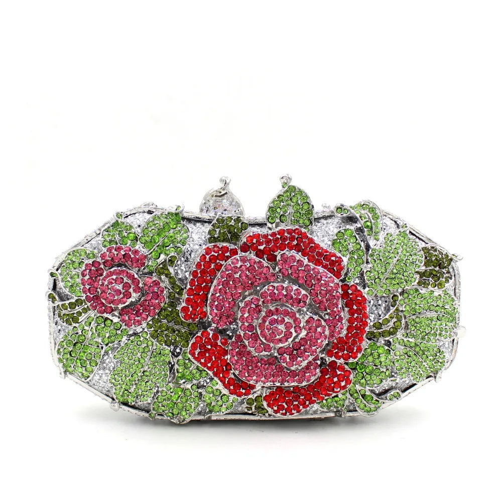 Xiyuan flor recorte diamante saco de noite luxo strass jantar bolsa para mulheres elegante diamante embreagem bolsa nupcial