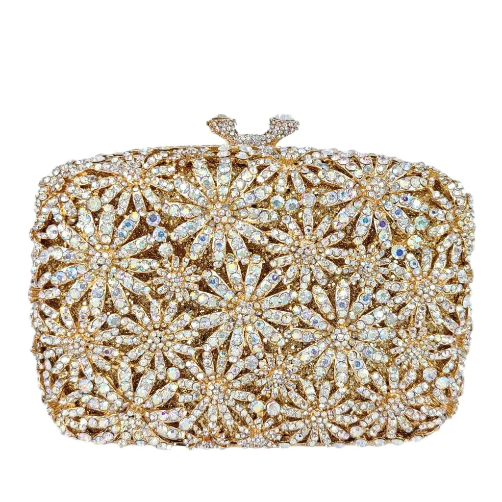 Boutique de fgg crisântemo flor sacos de noite e embraiagens feminino cristal embreagem festa casamento strass bolsas bolsas