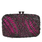 Boutique de fgg roxo cristal noite sacos embreagem feminino formal festa folha strass bolsas nupcial casamento minaudiere bolsa