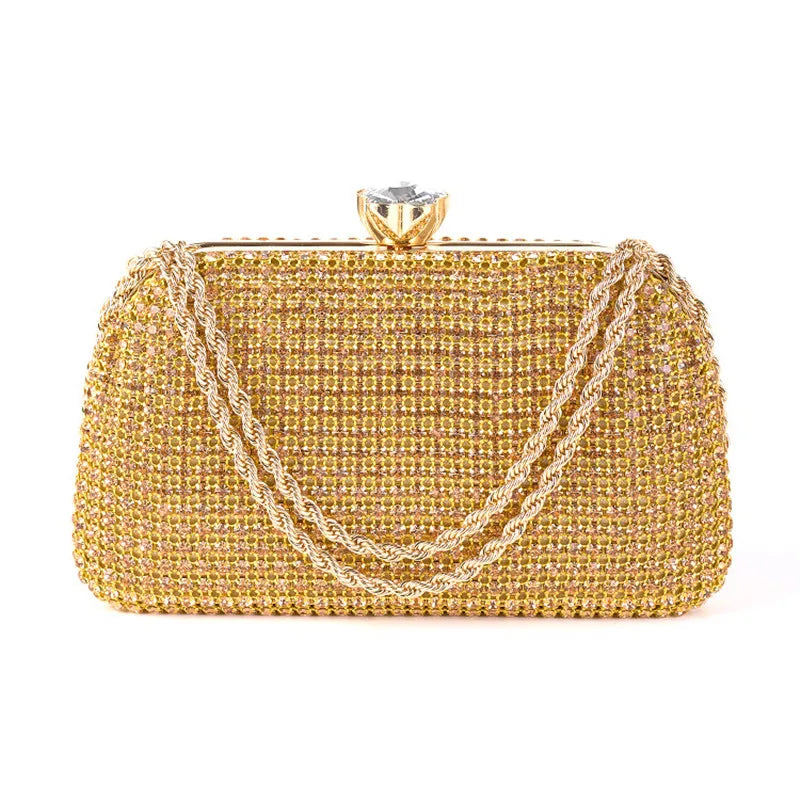 Diamantes sacos de noite para mulheres, prata e ouro, bolsas de ombro luxuosas, banquete de casamento, bolsa de embreagem