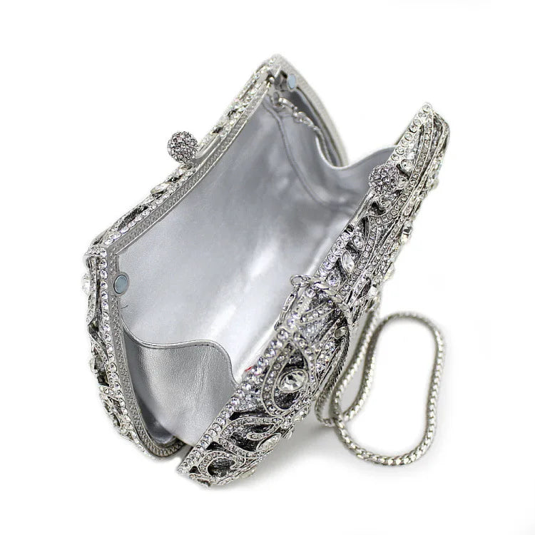 Novo luxo multi-cor em forma de bolinho cristal oco design strass saco de embreagem com caixa de presente senhoras saco de noite