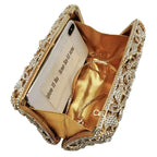 Boutique De FGG Bolsas e embreagens de noite com flores artesanais, bolsas e bolsas de mão com strass dourados, bolsa de embreagem de noiva para casamento