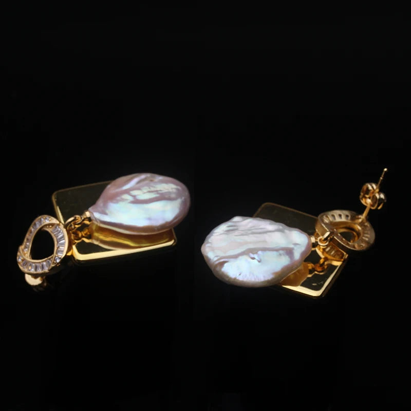 Brincos de pérola barroca natural real mulher, prata 925 branco pérola de água doce brincos jóias esposa presente de aniversário branco