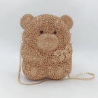 Urso de pelúcia dos desenhos animados strass saco vazio metal cristal jantar artesanal diamante bolsa feminina acessível glitter acolchoado crossbody