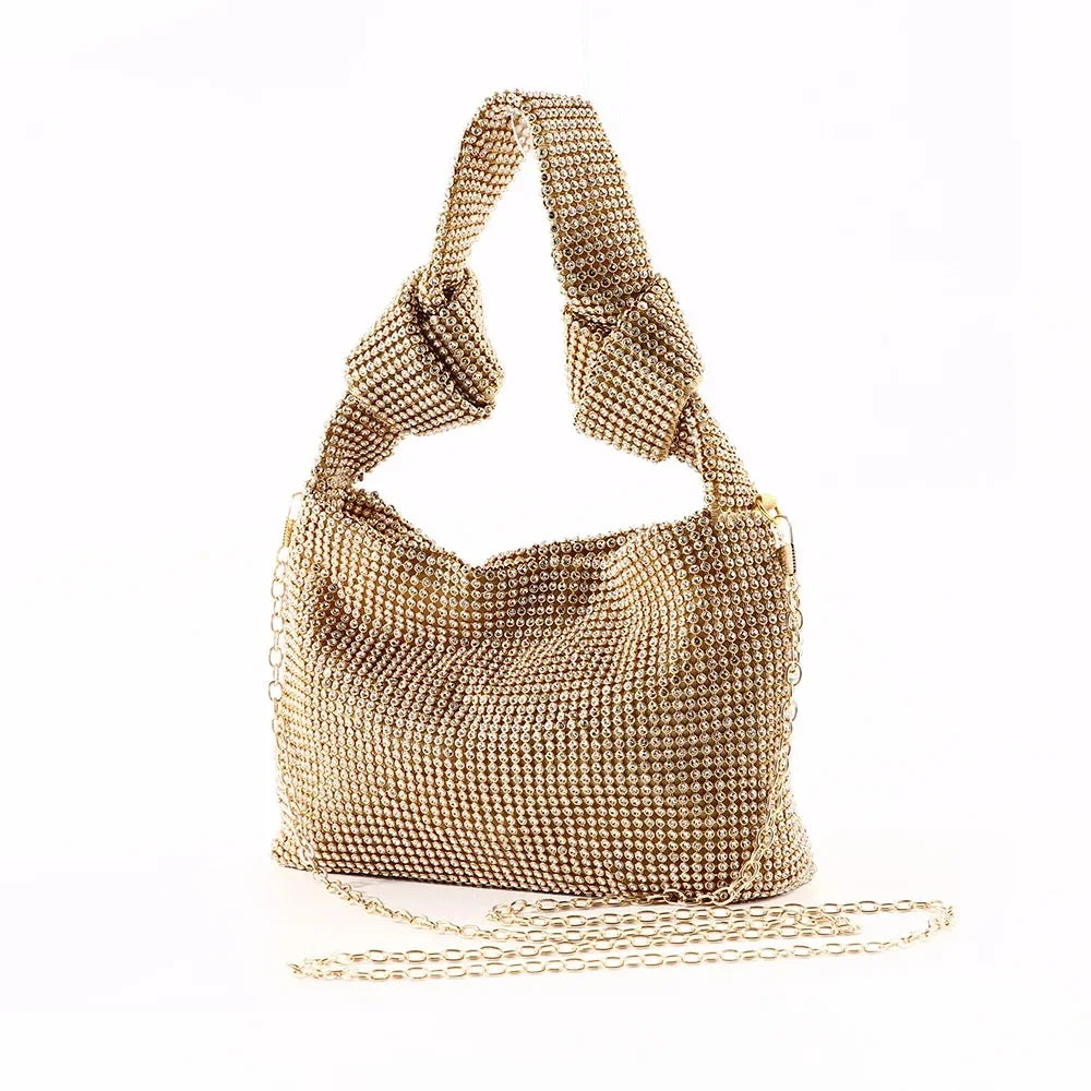 Bolsa de noite artesanal com broca completa, diamante de água, grande, king size, forro de poliéster macio, compartimento interno