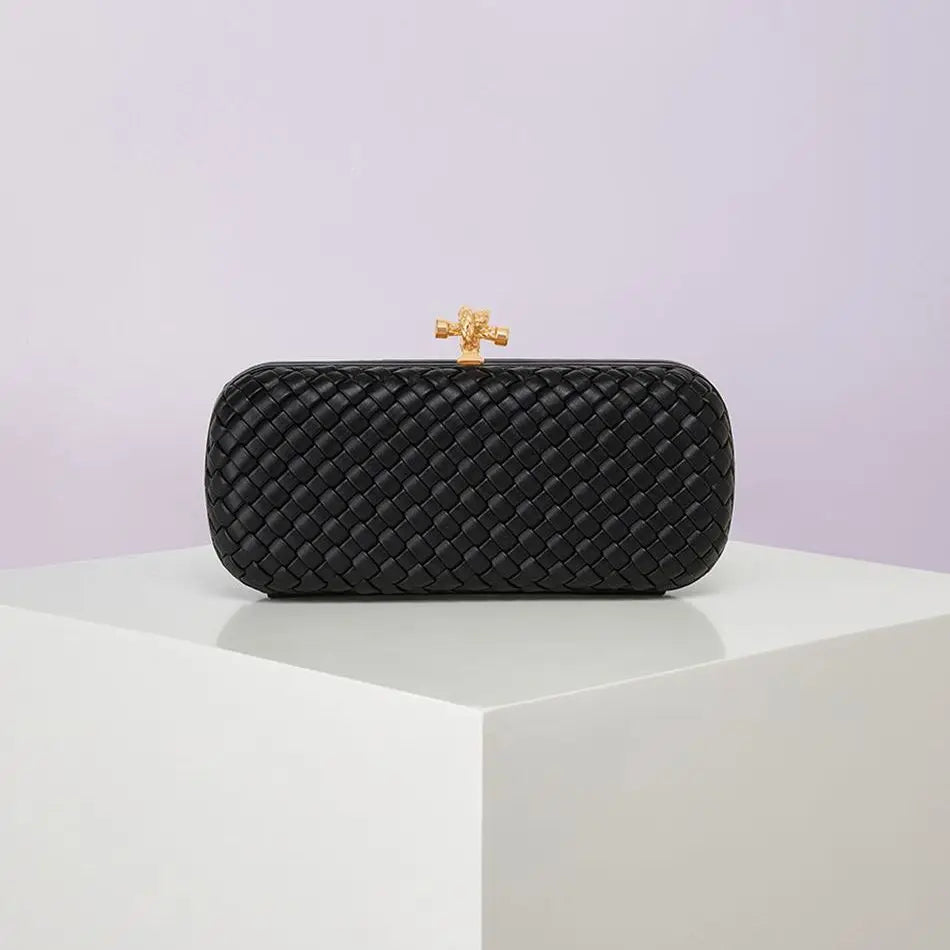 Bolsa Transversal B Home de PU Trançado, Bolsa de Ombro ande com Corrente, Estilo Europeu Moderno, Superfície ia, Cor Pura