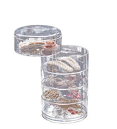 Caixa de armazenamento de jóias acrílica transparente rotativa mesa de maquiagem organizador à prova de poeira oferta por atacado para arranjo de mesa