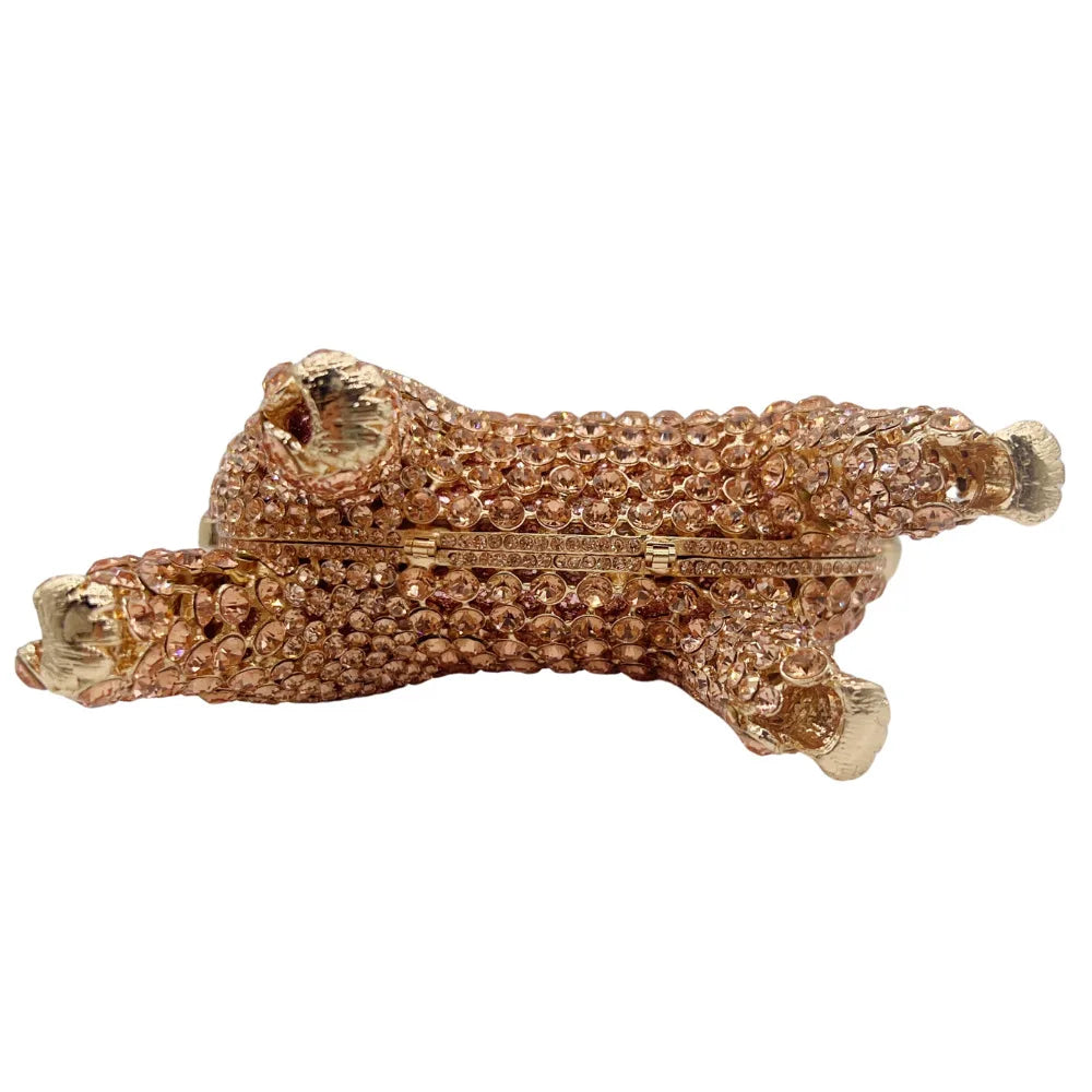 Bolsa de mão com animal incrustado de diamantes, bolsa de noite cheia de diamantes, bolsa feminina, vestido de baile, material de liga, combinação diária