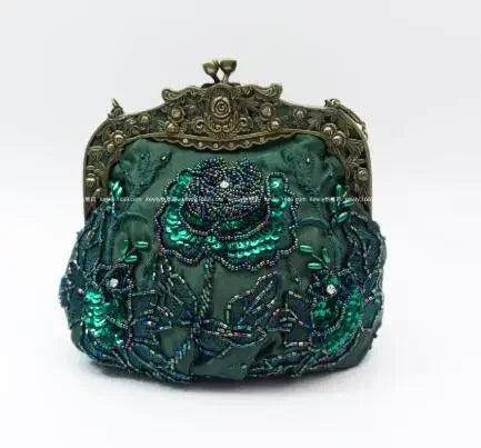 2025 novo vintage frisado saco de noite bordado diamante lantejoulas embreagem bolsa de mão saco de noiva