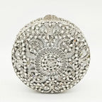 Boutique de fgg (em estoque) redondo circular oco para fora das mulheres cristal embreagem noite minaudiere saco casamento bolsa nupcial