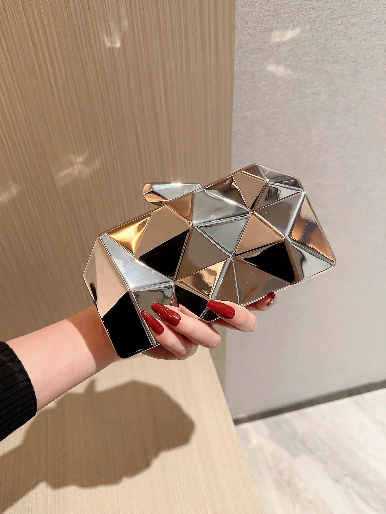 Senhoras moda brilhante em forma de caixa de ferragem saco de jantar saco de banquete saco de embreagem vestido saco de noite saco de baile saco de corrente