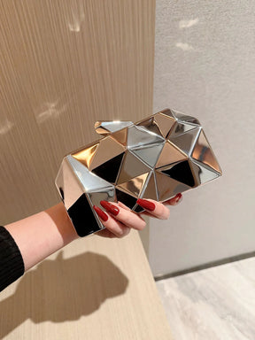 Senhoras moda brilhante em forma de caixa de ferragem saco de jantar saco de banquete saco de embreagem vestido saco de noite saco de baile saco de corrente