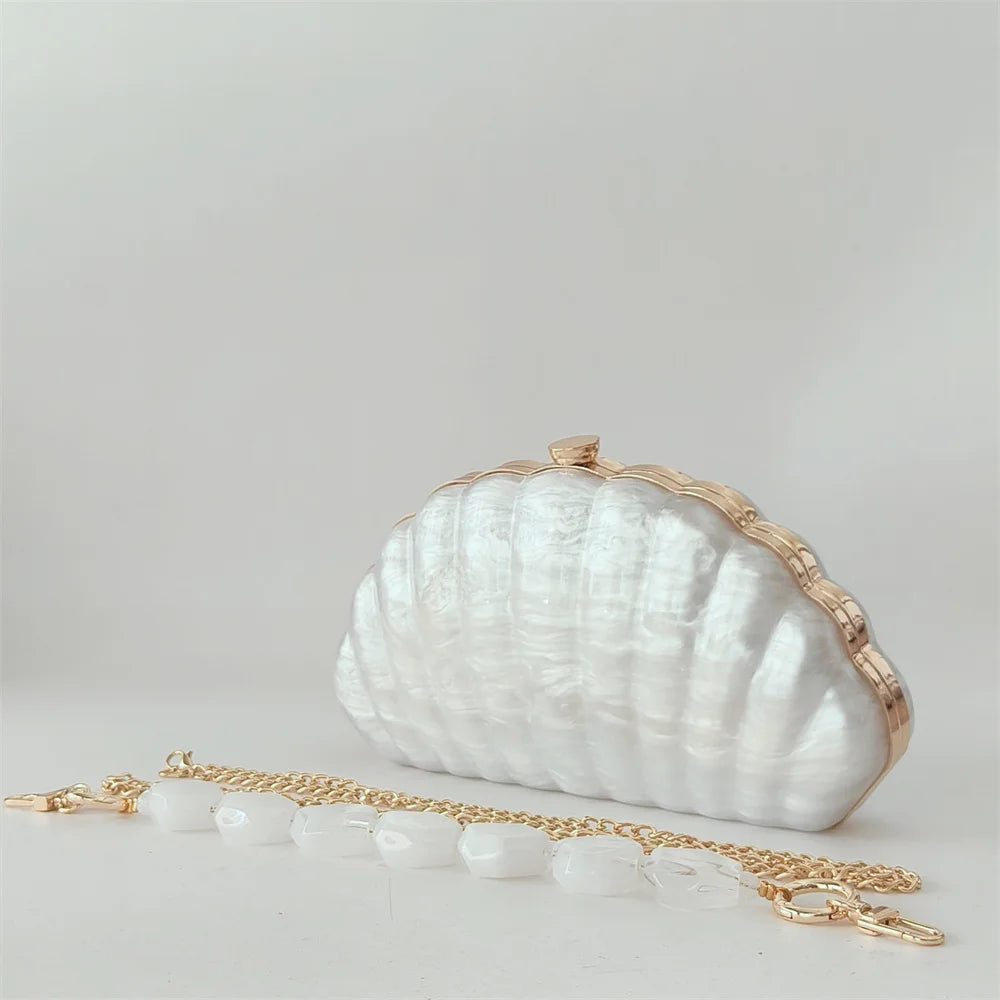 Mini carteira feminina concha ombro crossbody festa de casamento bolsa pérola acrílico sacos de noite designer lday bolsa de embreagem luxo