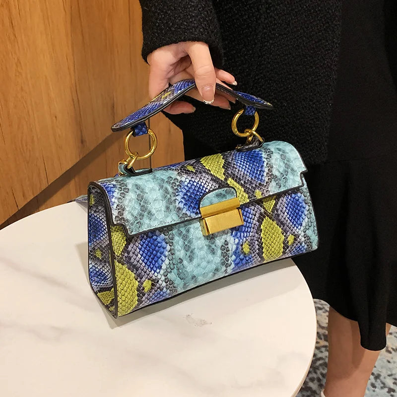 Nova marca de luxo designer bolsa feminina cobra padrão couro crossbody bolsas moda pequena bolsa ombro quadrado bolsa de ombro