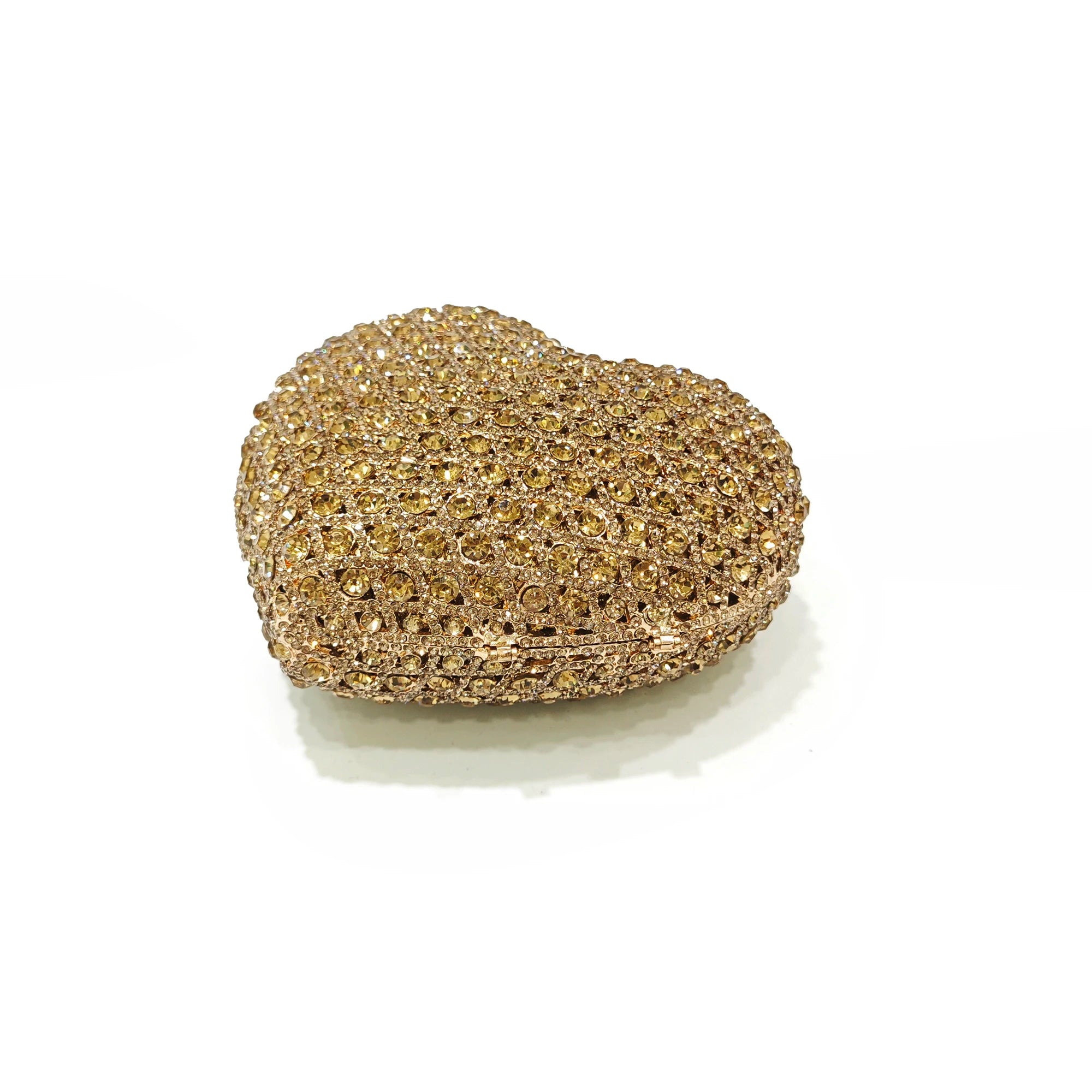 Ouro cristal saco de noite strass coração diamante casamento cristal luxo designer senhoras festa mini bolsa minaudiere bolsas