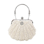 Bolsa pérola para mulheres, embreagem frisada de dois lados, sacos de noite elegantes, bolsa de casamento nupcial, bolsa luxuosa de strass, moda