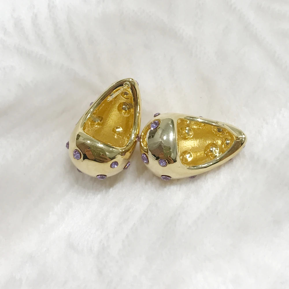 Brinco em forma de lágrima à prova d'água, contas embutidas, 18k, pvd, banhado a ouro, aço inoxidável, brincos de gota elegantes para mulheres